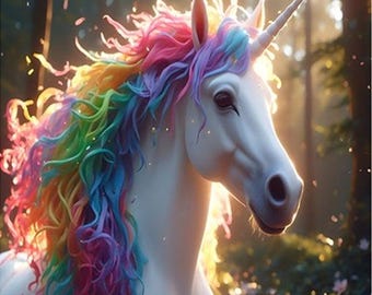 Unicorn Cotton Fabric Panel (16.5x16.5 Inches)