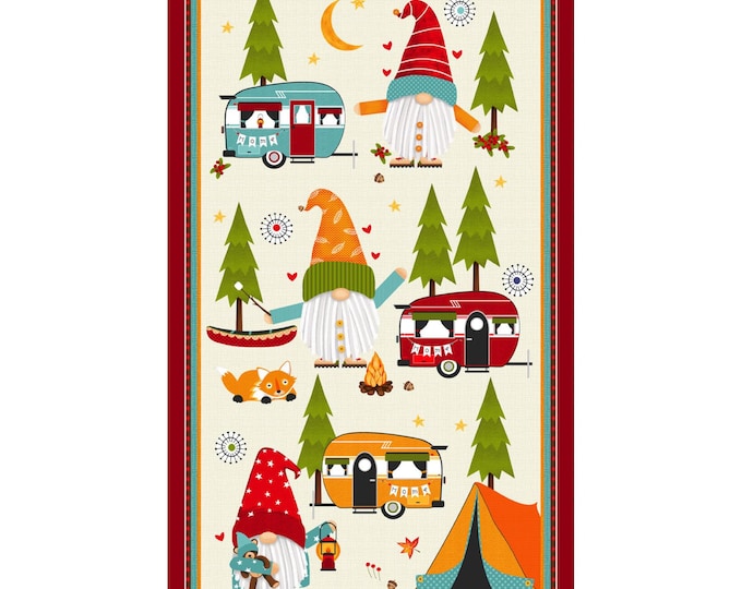Featured listing image: Camping Gnomes Fabric Panel - Camping Gnomes Collection - Studio E 8258P-33