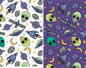 Alien Invasion Cotton Fabric by the Yard - I Want to Believe Collection - Camelot 2121503