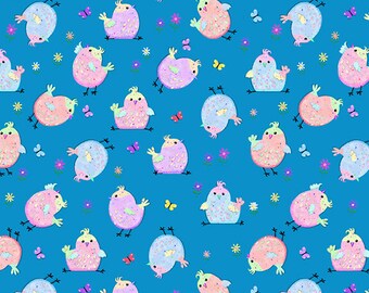 Tossed Allover Bird Cotton Fabric by the Yard - Moonbeams and Rainbows Collection - Henry Glass 374-17