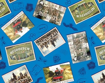 Postcards Cotton Fabric by the Yard - Harry Potter Collection