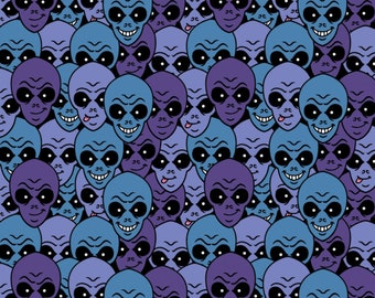 Extra Terrestrials Purple Cotton Fabric by the Yard - I Want to Believe Collection