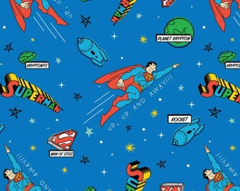Space Doodles Cotton Fabric by the Yard - Superman Doodles Collection - Camelot 23400914-01