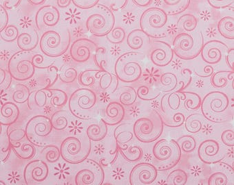 Dazzling Swirls Pink Cotton Fabric by the Yard - Fairytale Dreams Collection