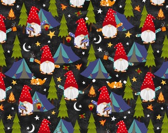 Camping Gnomes Cotton Fabric by the Yard - Camping Gnomes Collection - Studio E 8250-99