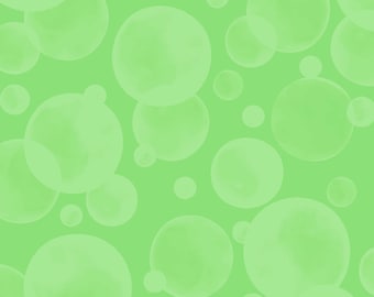 Bubbles Green Cotton Fabric by the Yard - Space Monsters Collection