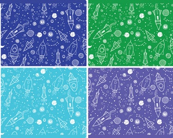 Space Galaxy Cotton Fabric by the Yard - Lift Off Collection - Kanvas Studio 12606G