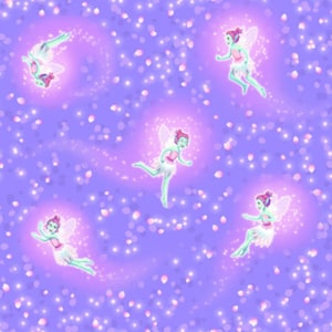 Tossed Pixies Cotton Fabric by the Yard - Pixies & Petals Collection - Henry Glass 190G-55