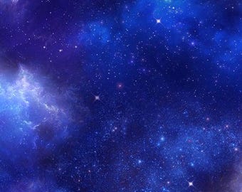 In Space Blue Cotton Fabric by the Yard