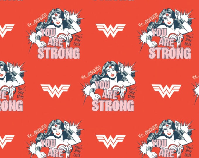Featured listing image: You Got This Red Cotton Fabric - Wonder Woman 2 Collection