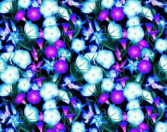 Moonflowers Cotton Fabric by the Yard - Magic Moon Garden Collection - Henry Glass 786G-95