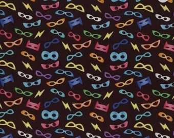 Hero Masks Black Fabric by the Yard - My Hero Collection - Kanvas Studio 142845-12