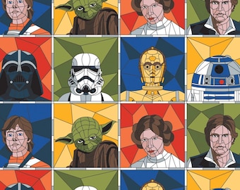 Star Wars Portraits Cotton Fabric by the Yard - Stained Glass Collection - Camelot 73011251-01
