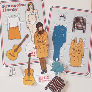 Francoise Hardy Dress-up Paper Doll - Set of 4 Art Cards Ye-Ye