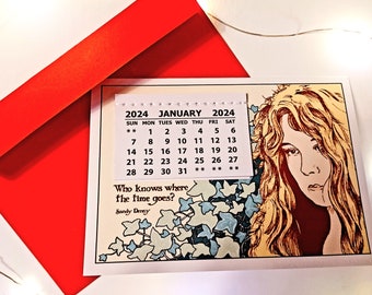 Sandy Denny 2024 Calendar Card Fairport Convention Folk Rock Fotheringay