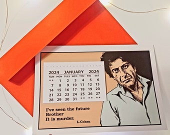 Leonard Cohen 2024 Calendar Card