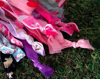 Unicorn Theme Elastic Hair Ties Grab Bag 25 pc / Party Favors / Birthday / Magical / Quinceanera / Bachelorette / Yoga / Shower / Bride