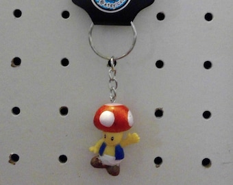 Super Mario Bros. Toadstool Inspired Keychain / Mario Kart / Mario Party / Video Game / Arcade / Nintendo / NES / Retro / Rainbow Road