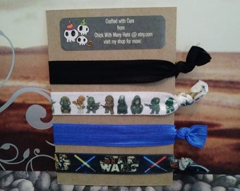 Star Wars Inspired Classic Elastic Hair Ties Set / Cosplay / Pop Culture / geek / party / favors / bracelet / wedding / birthday /logo