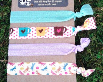 Gilmore Girls Inspired Elastic Hair Ties Set / Stars Hollow / Dragonfly Inn / Lorelai / Rory / Coffee / Party Theme / Birthday / Favors/Game