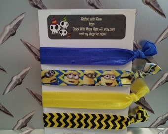 Minions Inspired Hair Ties Set / Despicable Me 4 / party / Gru / animated / birthday / funny / silly / favors / cartoon / so fluffy / party