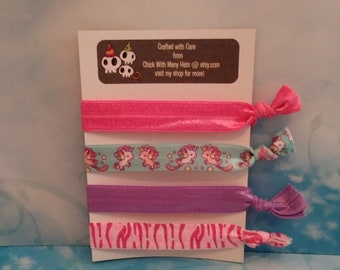 Unicorns Magical theme Hair Ties Set / Mythical Creature / Party / Birthday / Bling / favors / bracelet / Yoga / sparkle / bachelorette