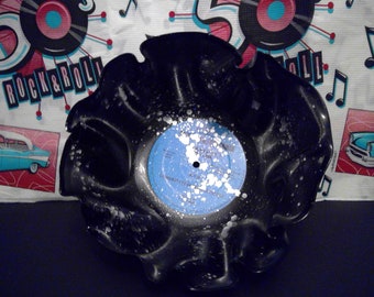 Swan Lake Upcycled Vinyl Record Bowl / Trinket Dish / 3D Wall Art / shabby chic / art deco / oldies music decor/ storage / party / tray/home
