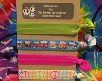 Hippie Van Inspired Elastic Hair Ties Set / VW Bus / Love Wagon / Keep on Truckin' / Wanderlust / Woodstock / free spirit / Soul Sister