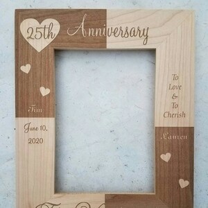 Personalized laser engraved alder wood Picture frame for Wedding Anniversary Birthday Christmas gift