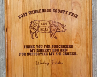 Market Hog Buyer Thank you Gift, 4H Thank you Gift, 4-H Gift, Personalized Cutting Board, Show Gift, Appreciation Gift 4-H Career Gift