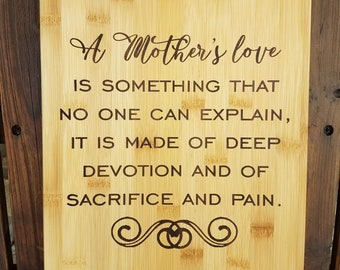 Mother's Day Gift Mother Birthday Gift Mom Thank you Gift A Mother's Love Gift Personalized Cutting Board Christmas Gift