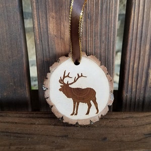 Elk Christmas ornament Bull Elk cabin country lodge Wood ornament