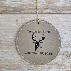 Buck Ornament Gift for Deer Hunter Deer Keepsake Ornament Buck Christmas Ornament Buck Deer Personalized Leatherette Ornament