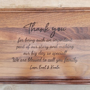 Thank you Gift Thank You for being such an Important part of our story Personalized Cutting Board for Kitchen Wedding Family Friend Gift