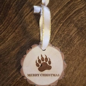 Rustic wood Bear claw Merry Christmas ornament cabin country lodge