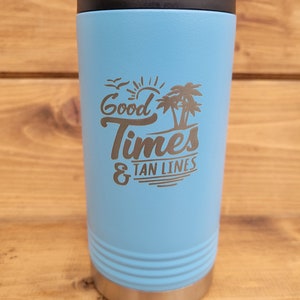 Lake Gift, Beach Gift, Ocean Gift, Personalized Slim Can Cooler, Insulated Beverage Holder Light Blue Beverage Cup Cooler Seltzer Can Cooler