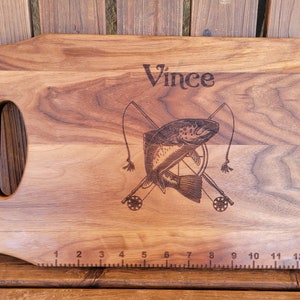 Fisherman Gift Trout Fishing Christmas Gift Birthday Gift Father&#39;s day Gift Fly Fishing Gift Fish Fillet Gift Fly Personalized Cutting Board