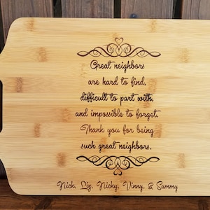 Neighbor Gift for Neighbors Friends Christmas Gift Ideas, Neighbor Moving Away Gift, Neighbor Moving Gift Personalized Cutting Board