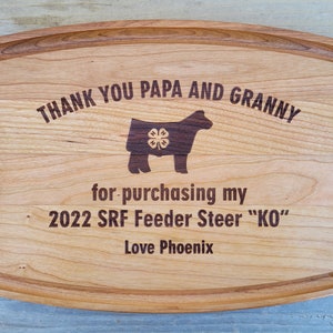 4H Thank you Gift, 4-H Gift to supporters, 4-H Gift, Buyer Gift, Personalized Cutting Board, Show Gift, Appreciation Gift 4-H Career Gift