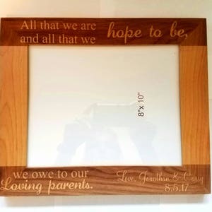 Gift for Parents on Wedding Day, Thank you Parents Gift, Gift from Bride and Groom, Personalized Picture Frame