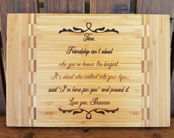 Friendship Gift, Friend Gift, Custom Saying to Friend, Thank you Gift, Your the Best Gift, Personalized Cutting Board Gift Birthday Gift