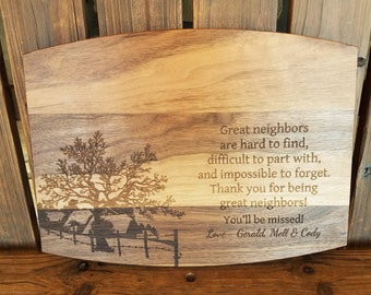 Neighbor Gift for Neighbors Friends Christmas Gift Ideas, Neighbor Moving Away Gift, Neighbor Moving Gift Personalized Cutting Board