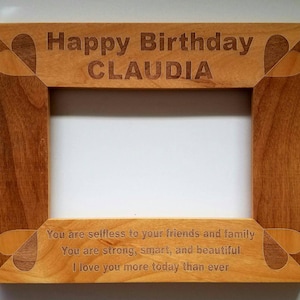 Personalized Laser Engraved alder wood picture frame Friend Happy Birthday Gift