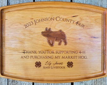 4-H Livestock Buyer Gift 4H Thank you Gift Market Hog Heifer Steer Lamb Goat Chicken Rabbit Turkey Personalized Cutting Board