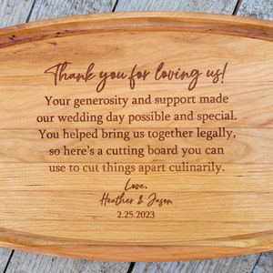 Wedding Officiant Gift, Wedding Coordinator Gift, Gift to Wedding Party, Thank You Gift From Couple, Personalized Cutting Board