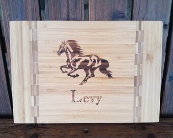 Running Horse Gift Personalized Cutting Board Wedding Anniversary Birthday Christmas Kitchen Country Rodeo Cowgirl Western Ranch Kitchen