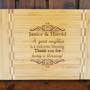 Neighbors Gift Personalized Neighbors names Cutting Board Kitchen Welcome Neighbor Blessing Birthday Christmas Gift