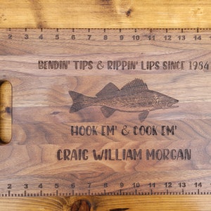 Fisherman Gift Walleye Fishing Christmas Gift Birthday Gift Father&#39;s day Fishing Gift Fish Fillet Gift Personalized Cutting Board