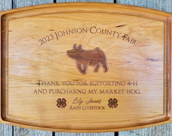Market Hog Buyer Thank you Gift, 4H Thank you Gift, 4-H Gift, Personalized Cutting Board, Show Gift, Appreciation Gift 4-H Career Gift