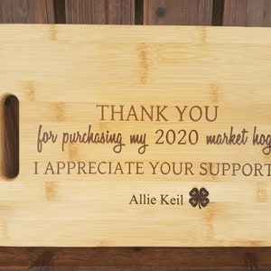 Thank you Gift, 4-H Gift to supporters, 4-H Gift, Buyer Gift, Livestock Show Gift, Appreciation Gift 4-H Career Gift, Custom Cutting Board